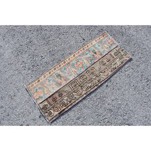 Tapis Vintage en Laine Bleu Beige 1.5X3.6 ft Turc Classique Grande Surface Abstrait Rectangle Motif Latex pour Couloir Chambre Décor - Product Image 3