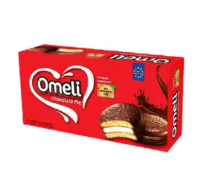 प्रीमियम गुणवत्ता ब्रांड Omeli मूल चॉकलेट लेपित पाई/Chocopie-150gr-में कागज बॉक्स स्वादिष्ट स्वादिष्ट