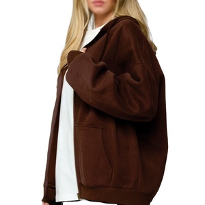 Sudaderas con Capucha Extra Grandes al por Mayor para Mujer, con Cierre, Logotipo Personalizado, Felpa 100% Algodón, Felpa Gruesa, Ropa Casual de Calle - Product Image 4