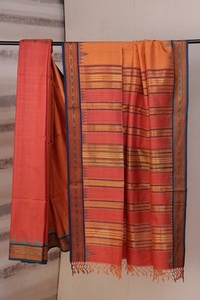 Sari de Lino Karvat Kinar para Mujer |   Ropa Étnica Tradicional Moderna de Primera Calidad, para Uso Festivo, Diario, de Oficina, Casual y Elegante - Product Image 2