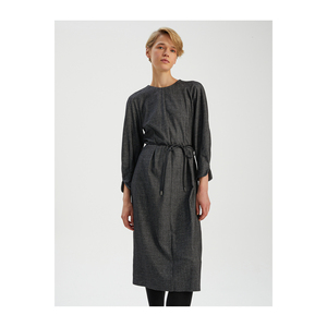 Vestido Midi Informal con Cinturón, Mezcla de Viscosa, Transpirable y Ecológico - Product Image 3
