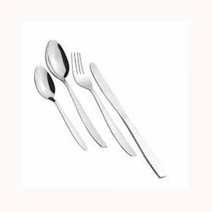 Juego de cubiertos simples de metal decorativo de lujo de níquel plateado de acero inoxidable con mango rectangular plano para uso doméstico y hotelero - Product Image 1