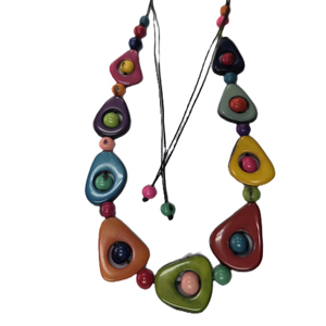 Handmade Bohemia Fashion Tagua Geometric <b>Necklace</b> Eco-Friendly <b>Statement</b> Jewelry Vegetable Ivory Beads Bold Artistic Shapes - Product Image 1