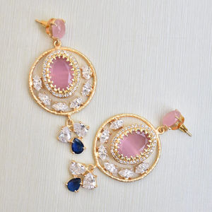 Aretes de Aro de Latón al por Mayor, Aretes de Piedra Orgánica con Circonita Natural, Textura de Latón Mate, Sin Níquel, Duraderos, Perfectos para Venta al por Mayor - Product Image 2