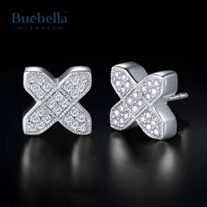 Pendientes de Plata de Ley S925 con Incrustaciones de Oro de 14k, Estilo Hip Hop, con Diamantes Cultivados en Laboratorio de 10mm, en Forma de Cruz X, para Hombre - Product Image 3