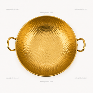 Bol de pédicure en cuivre martelé doré, rond, pour trempage des pieds, avec poignées en laiton, pour salon de manucure - Product Image 2