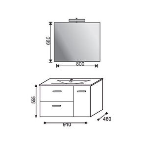 Mueble de Baño Suspendido Betty de 90 CM con Lavabo y Espejo, Juego de Baño - Product Image 1
