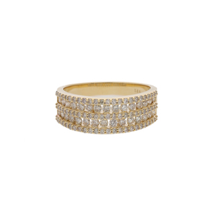 Luxueux 14K or jaune audacieux étincelant à cinq rangées pavé de diamants naturels bague de déclaration sophistiquée - Product Image 5