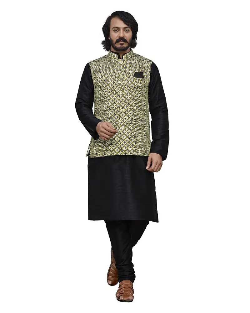 Nehru vestes hommes taille manteau vêtements de fête Slim Fit ethnique bonne qualité de tissu