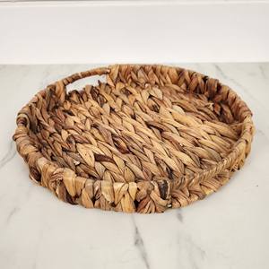 Bandejas para dulces y té hechas de jacinto de agua, precio al por mayor, bandeja redonda tejida a mano para servir - Product Image 5