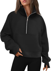 Sudadera con capucha de algodón con cremallera para mujer, ropa deportiva para deportes, gimnasio, Top corto, sudadera de invierno de fábrica al por mayor - Product Image 5