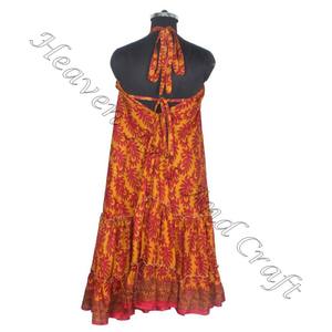 Vestido de seda bohemio Vintage para mujer, vestidos de noche elegantes sin mangas para mujer, Vestido largo de cena para fiesta, estilo Sari indio - Product Image 6