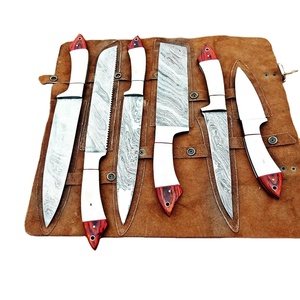 Juego de Cuchillos de Chef Profesionales de Acero de Damasco Hechos a Mano por Ahmad Fabric, 6 Piezas, Mango de Resina, Funda de Cuero, Diseño Moderno, Personalizable - Product Image 2
