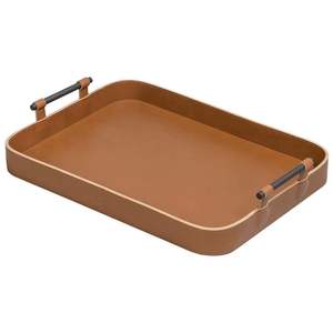 Flexible Leather Serving Tray For Multipurpose Rack With <b>Slim</b> Design And Deep Groove For Snacks And Drink <b>Storage</b> - Product Image 1
