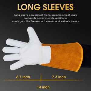 Gants de soudage TIG de bonne qualité protègent le travail de soudeur pleine paume en cuir fendu imperméable résistance à la chaleur gants antidérapants - Product Image 2