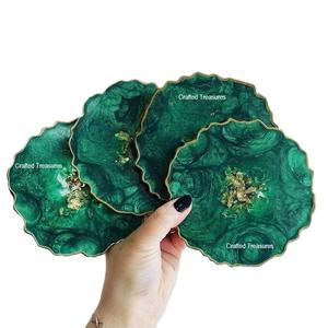 Posavasos de resina 3D hechos a mano, diseño dorado y floral, decoración elegante para el hogar y la Oficina a un precio a precios mayoristas - Product Image 5