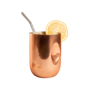 Tall Pure <b>Copper</b> <b>Mug</b> with Gold Tone Handle and Textured Surface Ideal for Serving Cold Beverages - Product Image 2