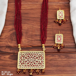 ชุดเครื่องประดับเทวะแบบเดี่ยว ดีไซน์รูปทรงสี่เหลี่ยมผืนผ้า งานทองขัดเงาอย่างดี สำหรับงานปาร์ตี้ สไตล์หรูหรา - Product Image 1