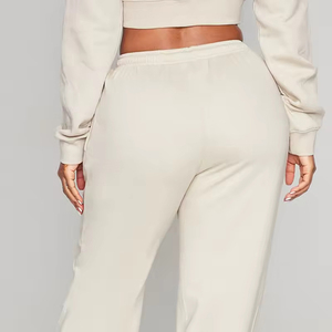 Customized Logo Two Piece Tracksuits Set Women High Quality Fabric Long Sleeve Zip up Crop Top Hoodie and Wide Leg Pants - Product Image 4