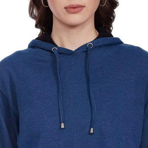 Sweat à capuche pour femme pour vêtements de sport, haut court décontracté uni, haut court à manches longues en coton de haute qualité avec logo personnalisé - Product Image 6