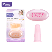 Set Sikat Gigi Jari Bayi Silikon Langsung dari Pabrik Bebas BPA Sikat Gigi Ibu Jari Bayi dengan Kotak Penyimpanan untuk Perawatan Mulut Bayi