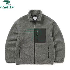 Razorts Men's Winter <b>Fleece</b> <b>Jacket</b> Stand Collar Zipper Closure Casual Loose Fit Windproof Waterproof Breathable Quick Dry Cotton - Product Image 4