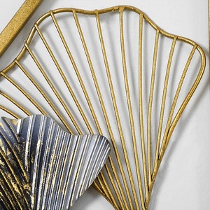 Arte de pared de Metal de diseño moderno, Triángulo Dorado, hoja de Gingko para decoración del hogar, sala de estar, dormitorio, salón, regalos de boda colgantes - Product Image 4