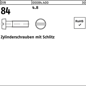 DIN 84/ISO 1207 Slotted Cylinder <b>Screw</b> M 4 X 60 4.8 500 Pieces High Quality <b>Screw</b> Product - Product Image 1