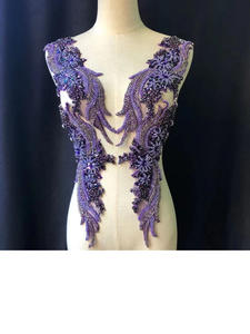 ผ้าคาดเอวประดับด้วยลูกปัดคริสตัลสี3D สีม่วงคอเสื้อประดับพลอยเทียมคาดเอวสำหรับเจ้าสาวผ้าชุดแต่งงานท่อนบน - Product Image 2