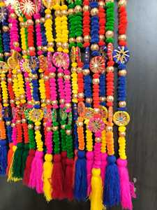 Tassel <b>Pom</b> <b>Pom</b> String Colorful Hangings Mirror Work Perfect for Wedding Ganpati Mehndi Sangeet and Party Decor - Product Image 3
