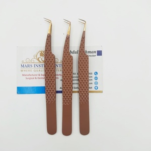 Pinzas de acero inclinadas de 90 grados, agarre de punta de fibra de precisión para extensiones de pestañas de mega volumen, pinzas de fibra de mega volumen delgadas - Product Image 1