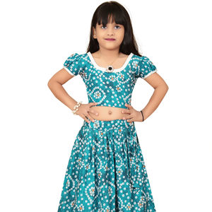 ชุดเลเฮนกาโชลีเด็กแบบดั้งเดิมลายแบนดานี รามา ของชอริยัม แฟชั่น |   ชุดเดรสงานแต่งงานเทศกาลดีวาลีสำหรับเด็กผู้หญิง ยาวคลุมเท้า แห้งเร็ว ทุกแบบ - Product Image 1