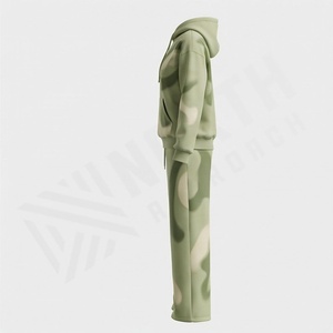 Conjunto Deportivo de Sudadera con Capucha y Pantalones Deportivos Acampanados para Mujer, de Secado Rápido, Transpirable, con Lavado Ácido, Decoloración al Sol y Pedrería, Estilo Urbano - Product Image 3