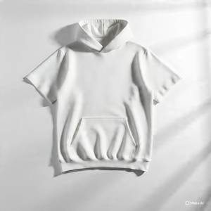 Man Hoodies and <b>sweatshirt</b> hoodies <b>short</b> <b>sleeve</b> knitted fabric custom hoodie logo and solid color - Product Image 4