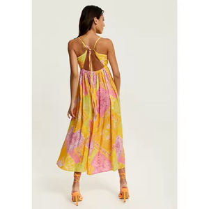 Meilleures ventes, Robe portefeuille mi-longue à manches courtes pour femmes et filles, vente en gros de prix bon marché de style fête florale avec logo au dos en Inde - Product Image 4