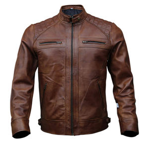 Chaqueta de cuero para hombre 2025 o primavera otoño estilo motocicleta cuero Natural Slim Fit Biker Coat chaquetas de cuero personalizadas - Product Image 4