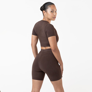 Pantalones cortos de gimnasio de compresión de cintura alta para mujer con contorno de realce de glúteos, ropa de calle sin costuras, pantalones cortos de entrenamiento de motorista moteado - Product Image 5