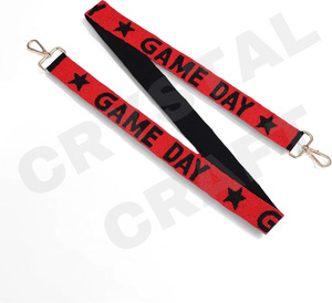 Bow Down Sangles de sac de perles de rocaille en or blanc personnalisées 'Hook Em Horns' Accessoire à la mode Sangle de sac à main perlée - Product Image 2