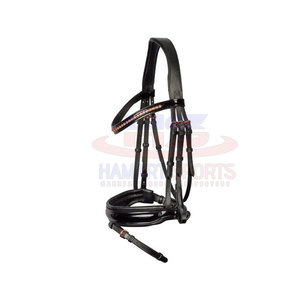 High Quality Genuine Horse Leather Bridle Anatomic Dressage Snaffle Adjustable for Riding and Racing Wholesale - Product Image 6