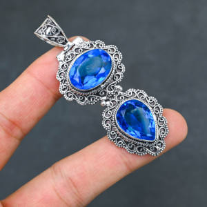 Collar con Colgante de Plata 925 con Topacio Azul de Lujo - Product Image 2