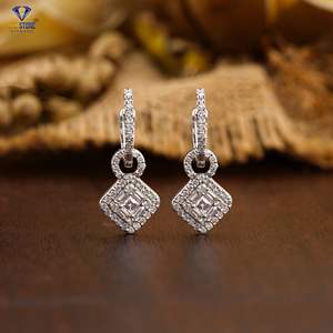 0.60 TDW Baguette,Carre และรอบที่ยอดเยี่ยมตัดเพชรต่างหู18K ทองคำขาว labgrown เพชร hpht/cvd เพชร - Product Image 1