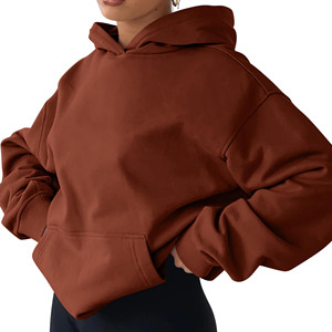 Sudaderas con capucha bordadas personalizadas con figuras de hombros caídos para mujer Unisex 100% algodón Streetwear sudaderas con capucha de punto para mujer - Product Image 4