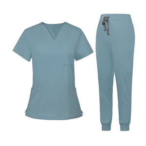 2025 personnalisé vente chaude femmes gommage médical uniforme respirant col en v à manches courtes infirmière hôpital vêtements lavable été - Product Image 4