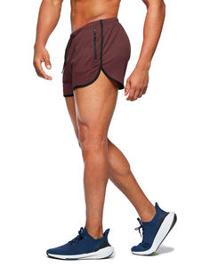 Pantalones cortos de correr de lana personalizados para hombre, cintura elástica, ajuste relajante, pantalones cortos informales con cordón, algodón, poliéster, costura interior, liso, en blanco - Product Image 2