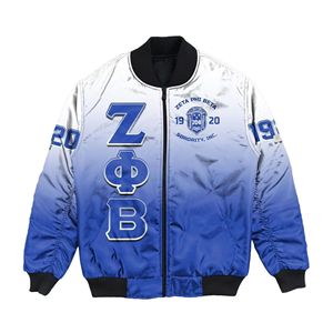 เสื้อแจ็คเก็ตบอมเบอร์กันน้ำ ระบายอากาศได้ดี สำหรับฤดูหนาว รุ่น Zeta Phi Beta IA-303 แบบ unisex คอตั้ง ผลิตจากผ้าวูล/วิสโคส ด้านนอกบุด้วยโพลีเอสเตอร์ - Product Image 1