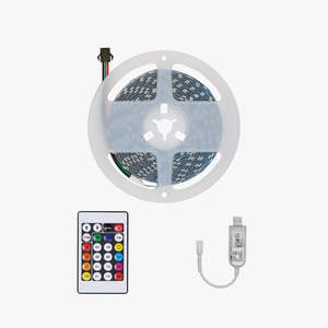 Bande lumineuse LED en forme de S (WS2812B RGB) avec commande vocale USB, découpable, IP20, diodes SMD 3535, température de couleur 2700K-6000K, 16,4 pieds - Product Image 1