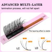 CoMango L+C/D Extensions de cils 3D multicouches Camellia, effet volume, doux et naturel, pré-faits en éventail