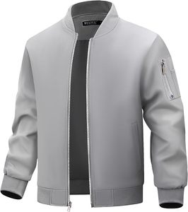 Chaqueta Bomber de satén informal de primavera para hombre, chaqueta universitaria atlética transpirable impermeable con cierre de cremallera de algodón 100% - Product Image 3