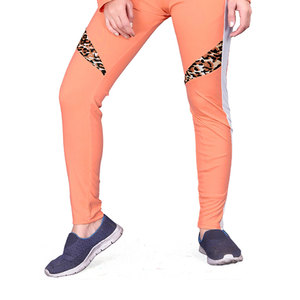 Ensemble de survêtement pour femme, imprimé léopard orange, manches longues, col rond, coupe sportive, pantalon long, respirant, en spandex et polyester - Product Image 5