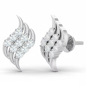 Pendientes de Botón con Motivo de Hoja Clásica en Oro de 14K y Diamantes |   Diamante de Corte Brillante de 0.09 Quilates - Product Image 1